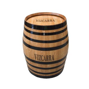 barrica barnizada con logos láser y aros negros