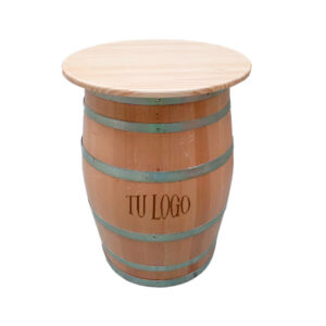 mesa barrica personalizada con tapa de pino